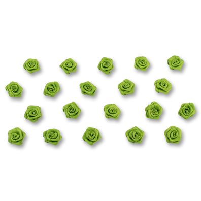 Satinrosen 15mm zum Basteln & Aufnähen 20 Stück Lindgrün