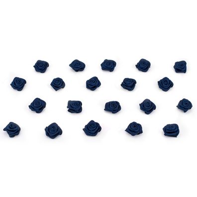 Satinrosen 15mm zum Basteln & Aufnähen 20 Stück Dunkelblau