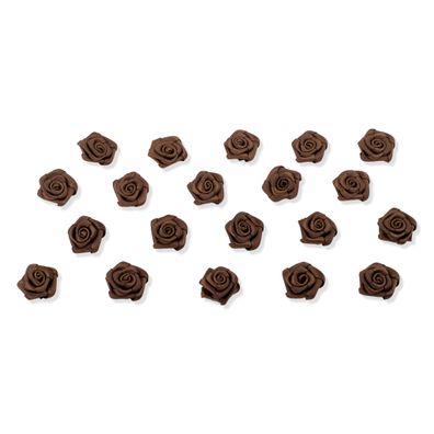 Satinrosen 15mm zum Basteln & Aufnähen 20 Stück Braun