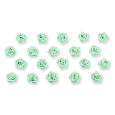 Satinrosen 15mm zum Basteln & Aufnähen 20 Stück Mint