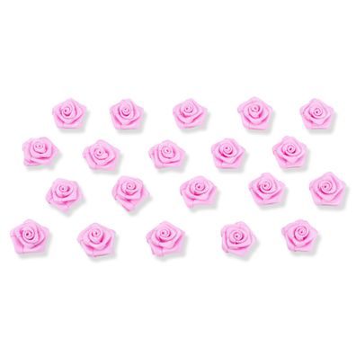 Satinrosen 15mm zum Basteln & Aufnähen 20 Stück Rosa