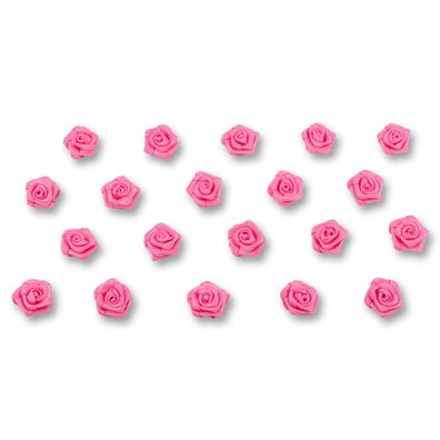 Satinrosen 15mm zum Basteln & Aufnähen 20 Stück Pink