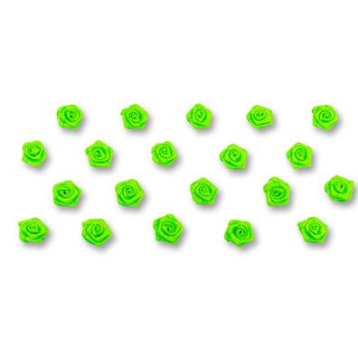 Satinrosen 15mm zum Basteln & Aufnähen 20 Stück Hellgrün / Neon