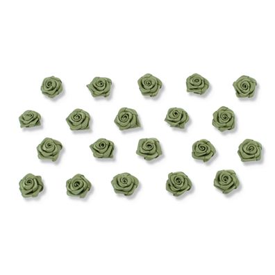 Satinrosen 15mm zum Basteln & Aufnähen 20 Stück Olivgrün