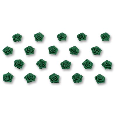 Satinrosen 15mm zum Basteln & Aufnähen 20 Stück Dunkelgrün