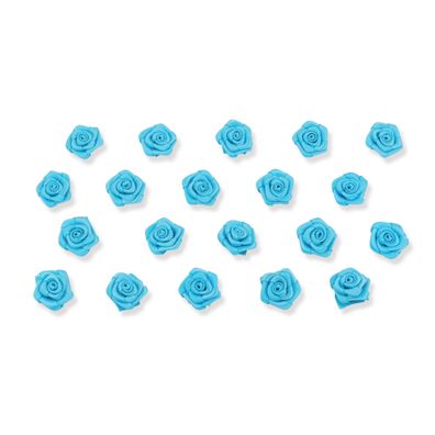Satinrosen 15mm zum Basteln & Aufnähen 20 Stück Türkis