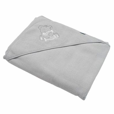 New Baby 100x100 graues Bärentuch mit Kapuze