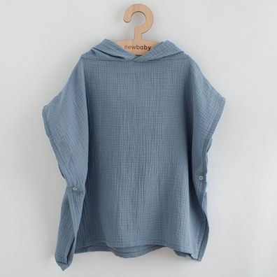 Kinder Musselin Poncho New Baby Feeling blau 80 cm