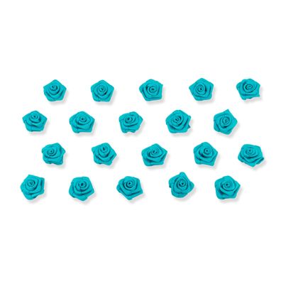 Satinrosen 15mm zum Basteln & Aufnähen 20 Stück Türkis / Grün