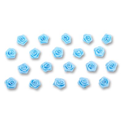 Satinrosen 15mm zum Basteln & Aufnähen 20 Stück Hellblau