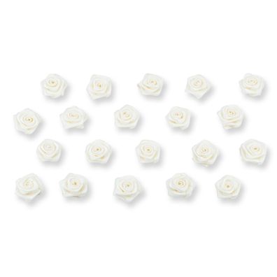 Satinrosen 15mm zum Basteln & Aufnähen 20 Stück Ivory / Elfenbein
