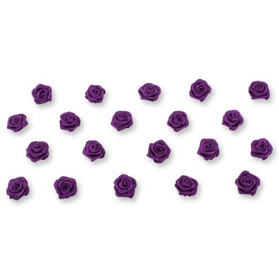 Satinrosen 15mm zum Basteln & Aufnähen 20 Stück Pflaume
