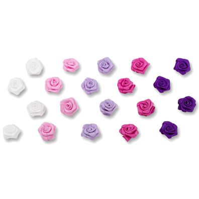 Satinrosen 15mm zum Basteln & Aufnähen 20 Stück Rosa Mix