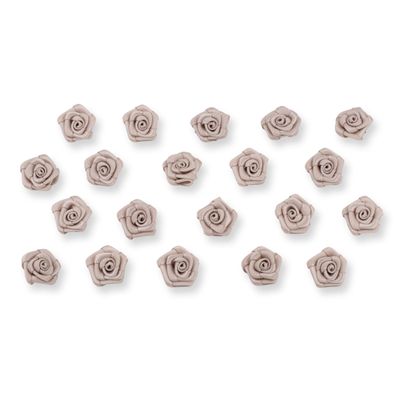 Satinrosen 15mm zum Basteln & Aufnähen 20 Stück Taupe
