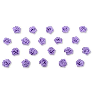Satinrosen 15mm zum Basteln & Aufnähen 20 Stück Flieder