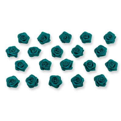 Satinrosen 15mm zum Basteln & Aufnähen 20 Stück Petrol