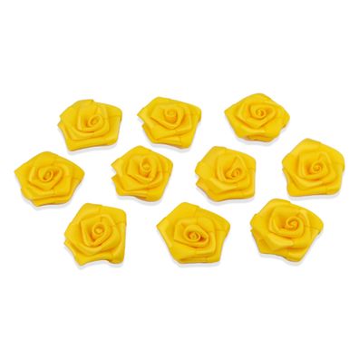Satinrosen 3cm zum Basteln & Aufnähen 10 Stück Gelb