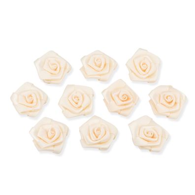 Satinrosen 3cm zum Basteln & Aufnähen 10 Stück Champagner