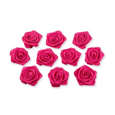 Satinrosen 3cm zum Basteln & Aufnähen 10 Stück Fuchsia