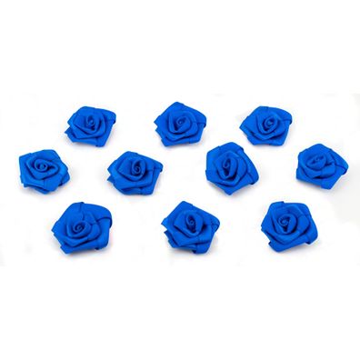 Satinrosen 3cm zum Basteln & Aufnähen 10 Stück Blau