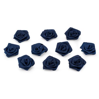 Satinrosen 3cm zum Basteln & Aufnähen 10 Stück Dunkelblau