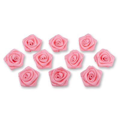 Satinrosen 3cm zum Basteln & Aufnähen 10 Stück Hellrosa