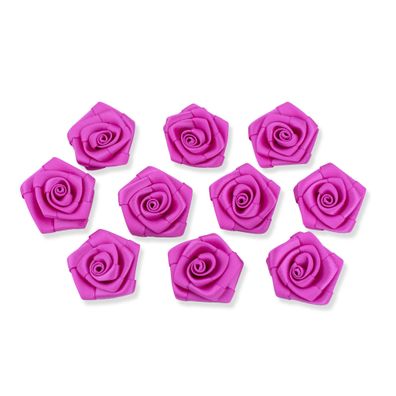 Satinrosen 3cm zum Basteln & Aufnähen 10 Stück Fuchsia