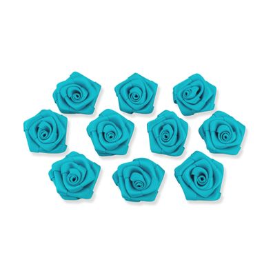 Satinrosen 3cm zum Basteln & Aufnähen 10 Stück Türkis / Grün