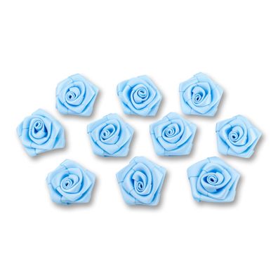 Satinrosen 3cm zum Basteln & Aufnähen 10 Stück Hellblau