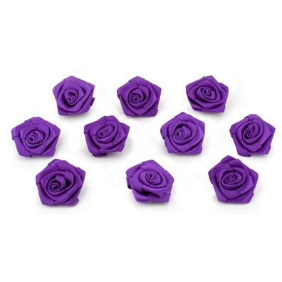 Satinrosen 3cm zum Basteln & Aufnähen 10 Stück Lila