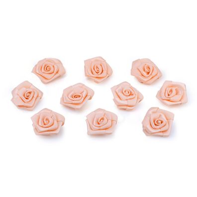 Satinrosen 3cm zum Basteln & Aufnähen 10 Stück Apricot