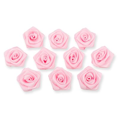 Satinrosen 3cm zum Basteln & Aufnähen 10 Stück Zartrosa