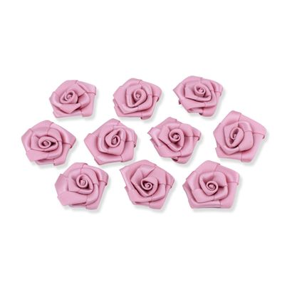 Satinrosen 3cm zum Basteln & Aufnähen 10 Stück Altrosa