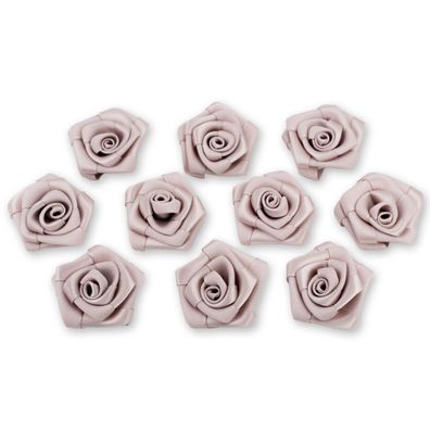 Satinrosen 3cm zum Basteln & Aufnähen 10 Stück Cappuccino