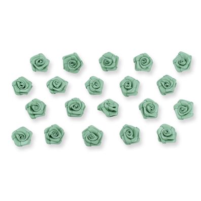Satinrosen 15mm zum Basteln & Aufnähen 20 Stück Eukalyptus