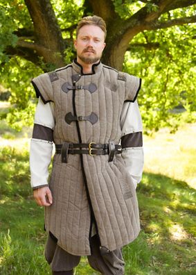 Mittelalter Gambeson Vari, Used-Look, braun - schwarz, Gr. XXL