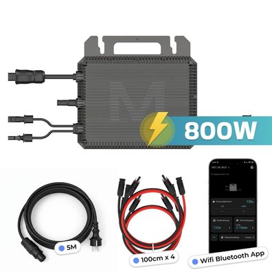 Marstek MST-MI0800 800 W Mikro-Wechselrichter für Balkonkraftwerk 5m Kabel 2MPPT