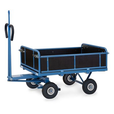 Fetra Handpritschenwagen mit Zugoese, Bordwaenden und Polyurethanbereifung, 1140x740