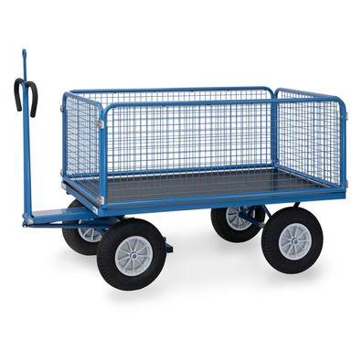 Fetra Handpritschenwagen mit Zugoese, Drahtgitterwaenden und Polyurethanbereifung, 1