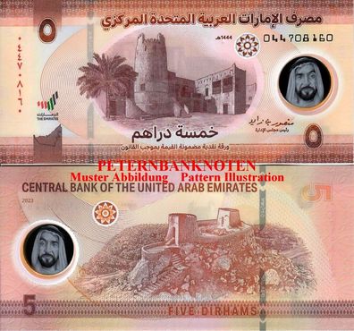 V. A. Emirate / Emirates 5 Dirhams 2022 Polymer Unc P 36 #6195#