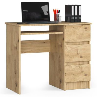 Schreibtisch 90 cm 3 Schubladen Rechts Computertisch B90 x H77 x T50cm