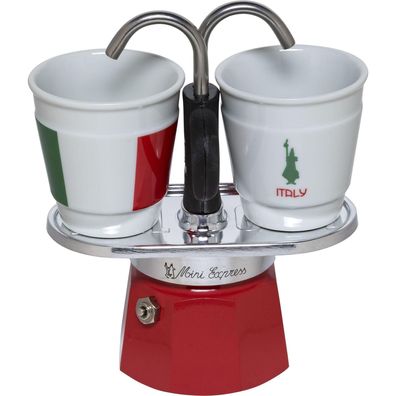 Espressomaschine Bialetti Set Mini Italia 2 Rot 90 ml