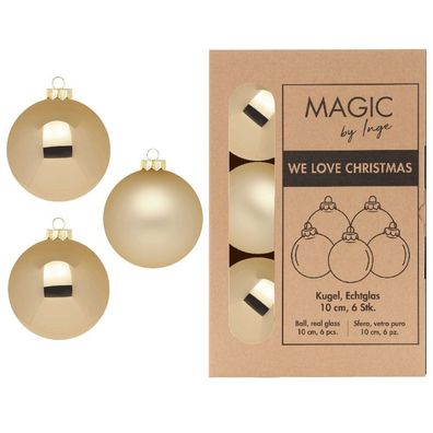 Weihnachtskugeln Glas 10cm 6 Stück - Brokatgold