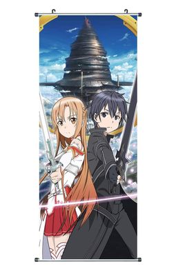 Sword Art Online Rollbild | Kakemono aus Stoff | Poster 100x40cm Asuna & Kirito