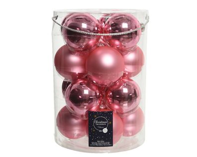 Weihnachtskugeln Glas 8cm 16 Stück - Lippenstiftrosa