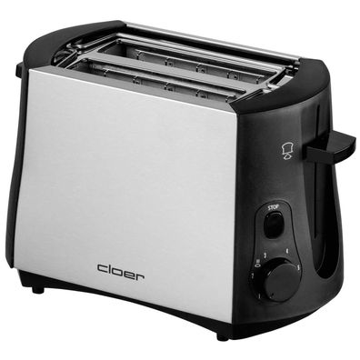 Toaster Cloer 3419 mit 2 Scheiben, 900 W, schwarz und Edelstahl