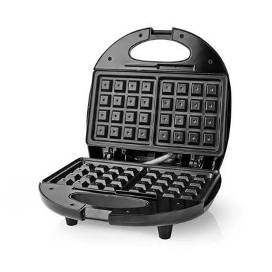 Waffeleisen Nedis KAWP200BK schwarz/silber