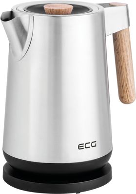 Wasserkocher ECG RK 1767 Strix Timber, 1,7 Liter, Edelstahl und Holz