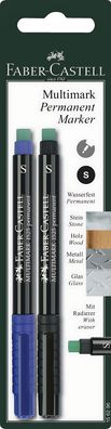 Faber Castell Marker Multimark permanent S 0,4 mm 2er bl+sw