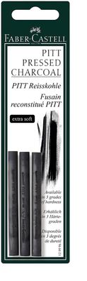 Faber Castell Reisskohle fettfrei Pitt extra soft 3er